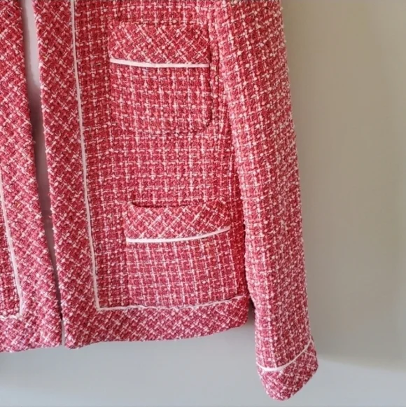 Anne Carson S Barbiecore Elle Woods Dainty Preppy Boucle Silk Tweed Blazer - Picture 8 of 13